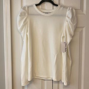 NWT White puffy long sleeve shirt Nine West